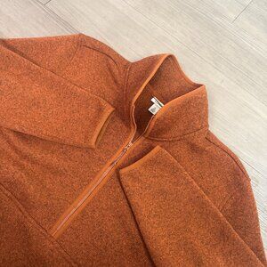 LL BEAN Jacket Womens Fleece 1/4 Zip Mock Neck Sweatshirt Orange - Size 1X